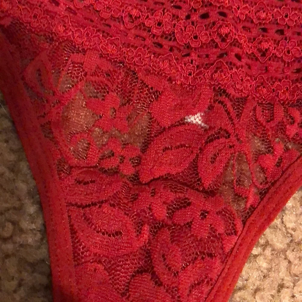 Victoria Secret PINK Red Lace Thong Panties